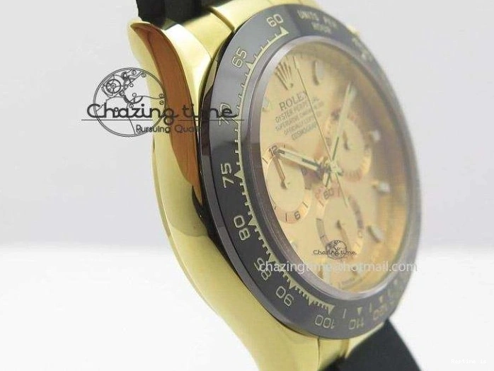 0105 Stylish Daytona YG BP Maker Gold Dial Sticks Markers On Rubber Strap A7750@ 4012